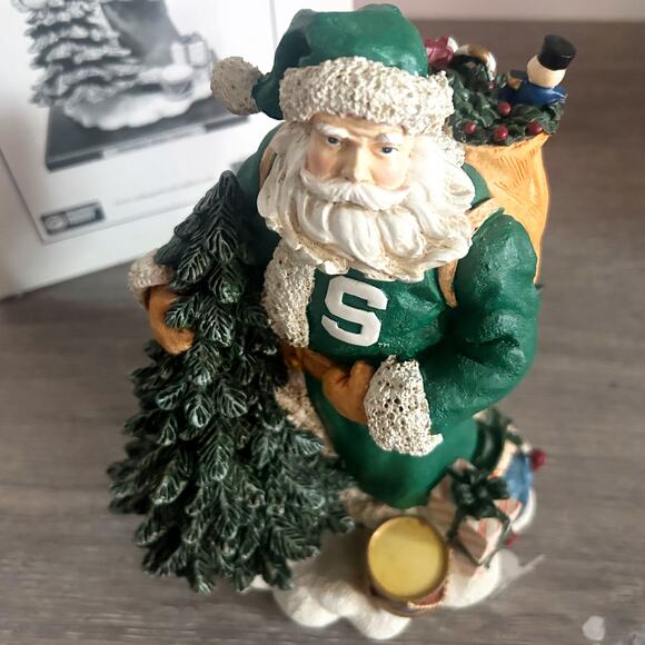 Vintage 1998 Michigan State Spartans Santa Collegiate Collection Statue 7.5” BOX - Picture 3 of 9